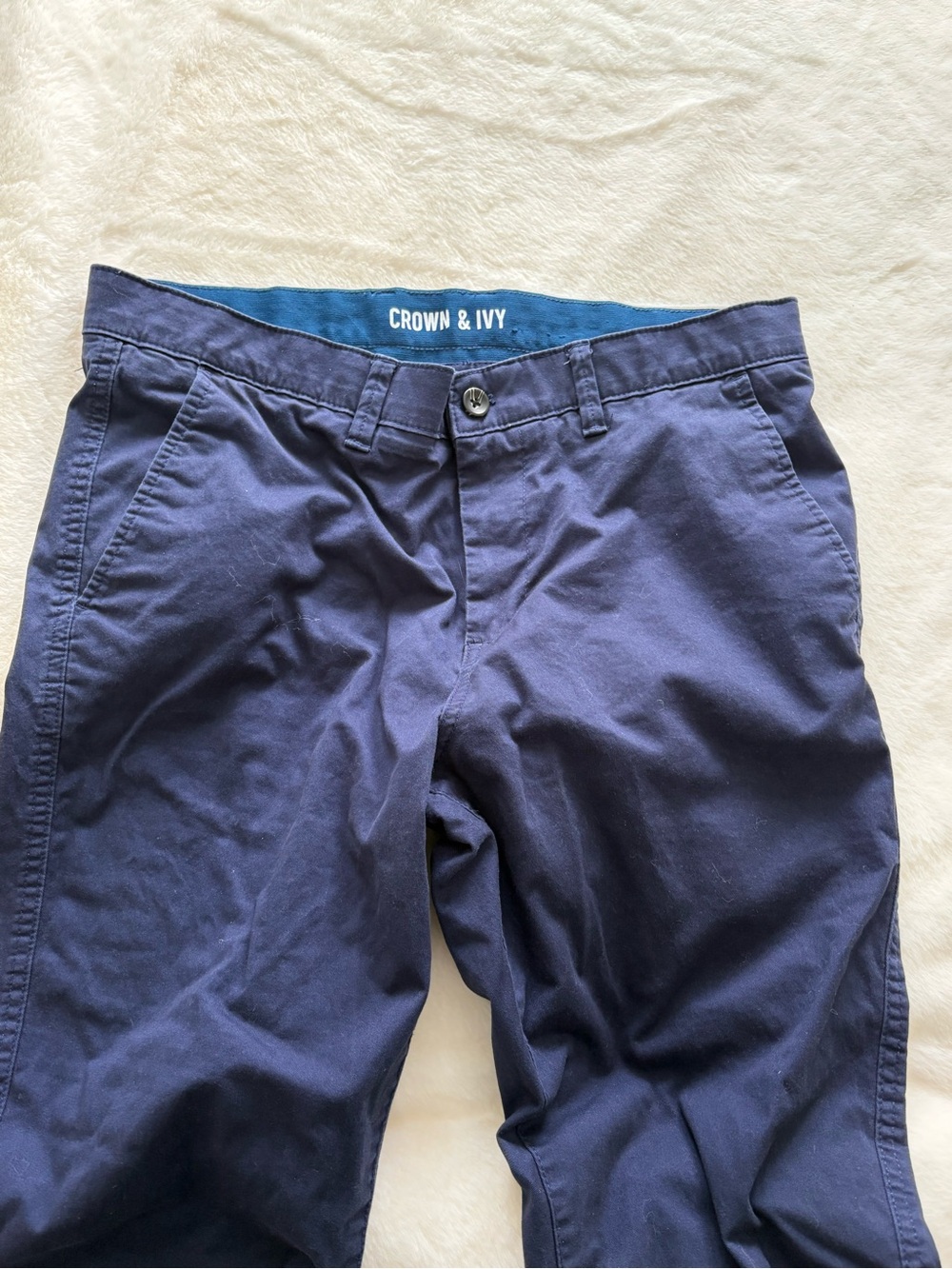 crown & ivy Men's Navy Blue Chino Pants